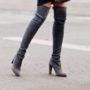 Stuart Weitzman Charcoal Over-the-Knee Boots